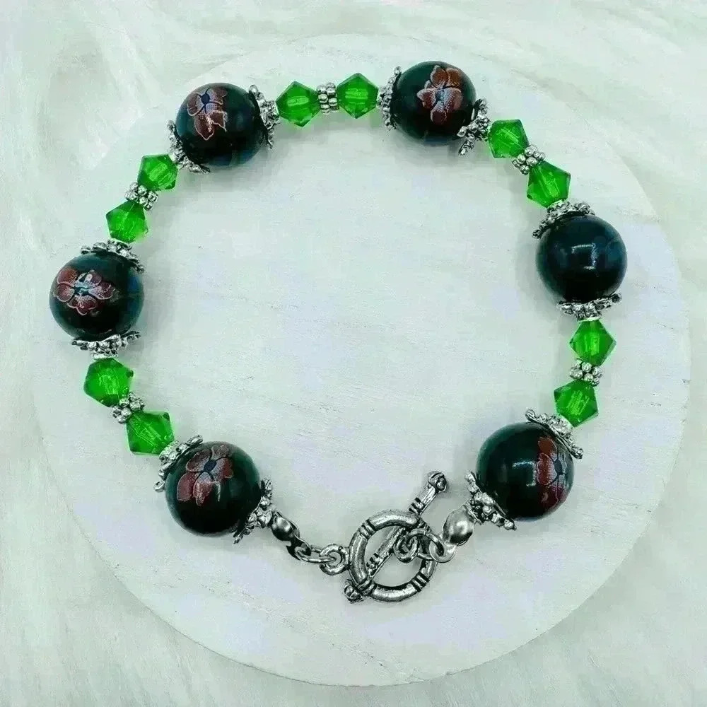 Green Beaded Statement Bracelet